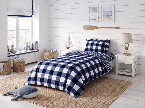Obliečky z mikrovlákna NAVY GINGHAM modro-biele Rozmer obliečky: 70 x 90 cm | 140 x 200 cm