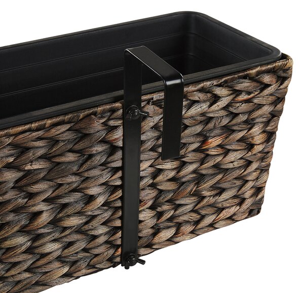 Kvetináč hnedý z vodného hyacintu 80 x 20 cm obdĺžnikový syntetická vložka s drenážnymi otvormi