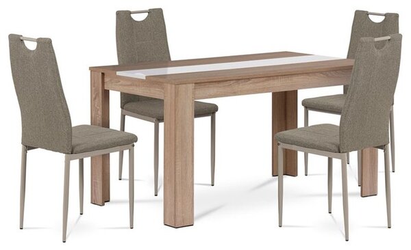 Jedálenský set 1+4, stôl dub sonoma 138x80, stolička cappuccino (a-B140SONDCL393)