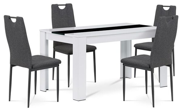 Jedálenský set 1+4, stôl biele lamino 138x80, stolička sivá 138x80, stolička cappuccino (a-B140WTDCL391)