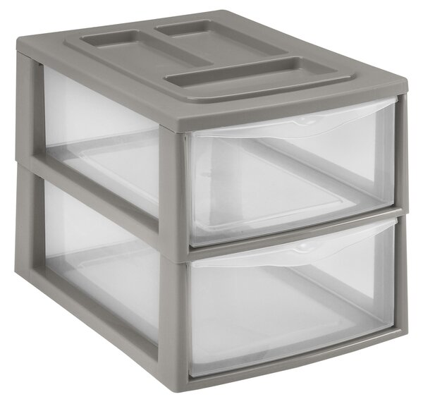 Plastový regál 2 zásuvky HEIDRUN 38x27x26cm MIX farieb