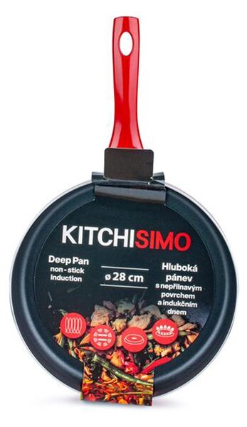 Hlboká panvica KITCHISIMO Rosso 28cm nepriľnavý povrch