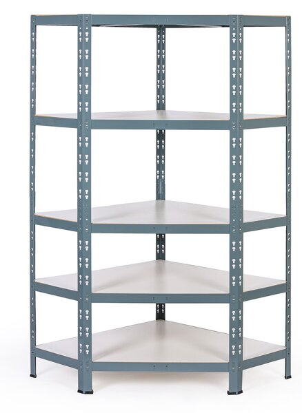 Rohový policový regál, 1800 x 900 x 400 mm, nosnosť 175 kg