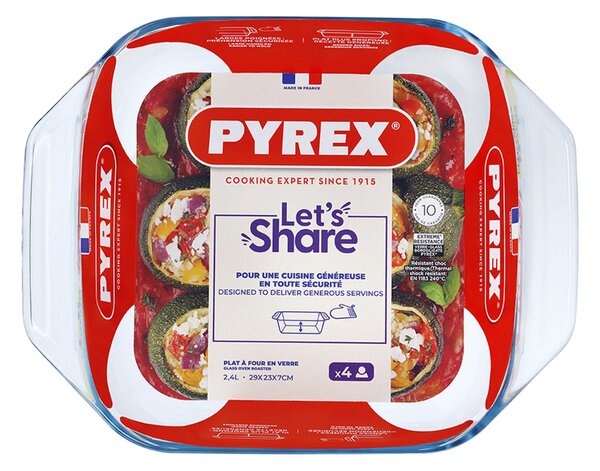 Sklenený pekáč s ušami PYREX 29x23cm/2,4l., borosilikát