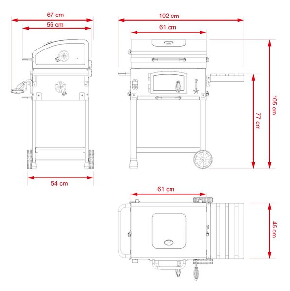 Multifunkčný BBQ gril Avenberg GENIUS+liatinový rošt+doska+pizza kameň