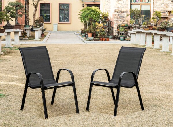 Záhradný stolík ISLAND štvorcový 60 cm s dvoma stoličkami SOFIA čierne