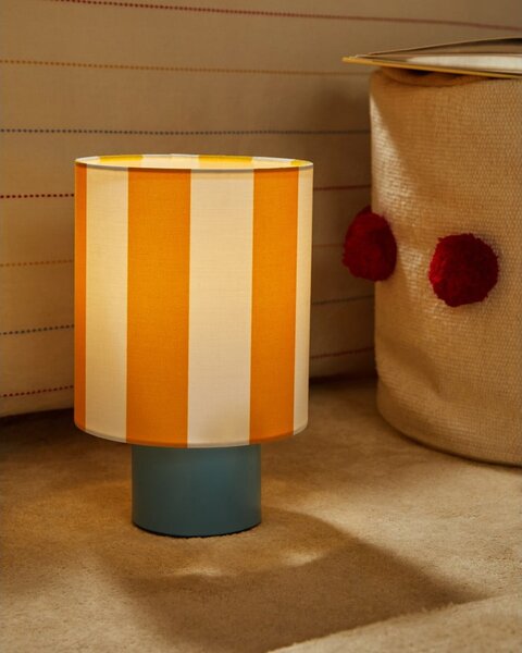 Žltá/modrá stolová lampa s textilným tienidlom (výška 25 cm) Ciral – Kave Home