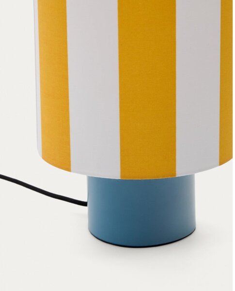 Žltá/modrá stolová lampa s textilným tienidlom (výška 25 cm) Ciral – Kave Home