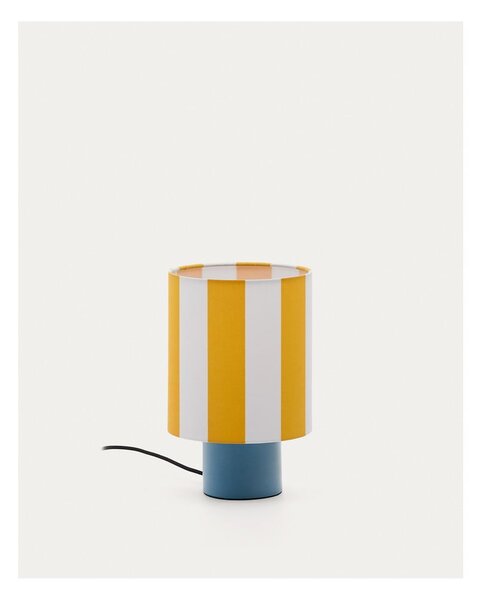 Žltá/modrá stolová lampa s textilným tienidlom (výška 25 cm) Ciral – Kave Home