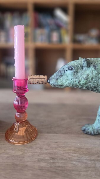 Sklenený svietnik LIOR 15cm ružová broskyňová