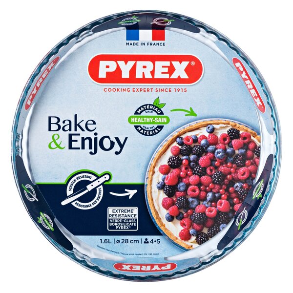 Skleněná zapékací forma na koláč PYREX 28cm, borosilikát