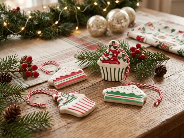 Sada 4 ks vianočných ozdôb CHRISTMAS PATISSERIE 6 cm