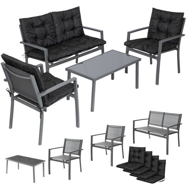 Set záhradného nábytku PLATINUM sivý / čierny