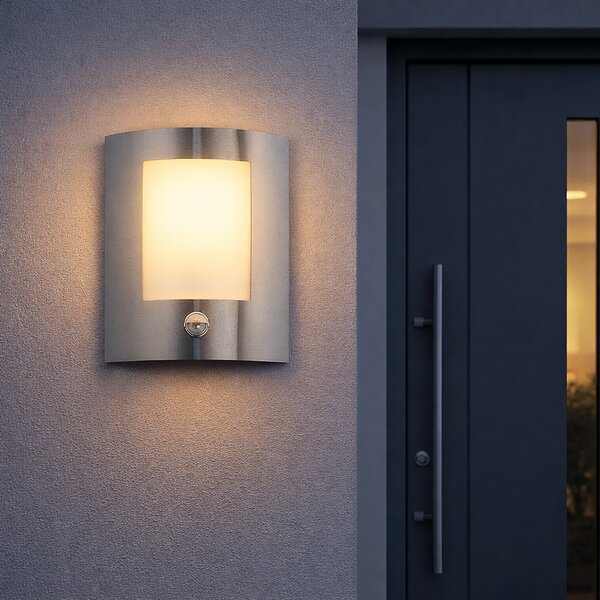Moderná vonkajšia nástenná lampa oceľová s pohybovým senzorom IP44 - Emmerald 1