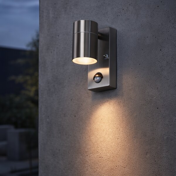 Vonkajšia nástenná lampa oceľ IP44 s pohybovým senzorom - Solo