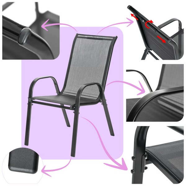 Set dvoch záhradných stoličiek SHIRLEY čierny / antracitový