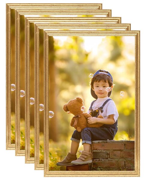 Fotorámiky na stenu alebo stôl 5 ks zlaté 50x70 cm MDF