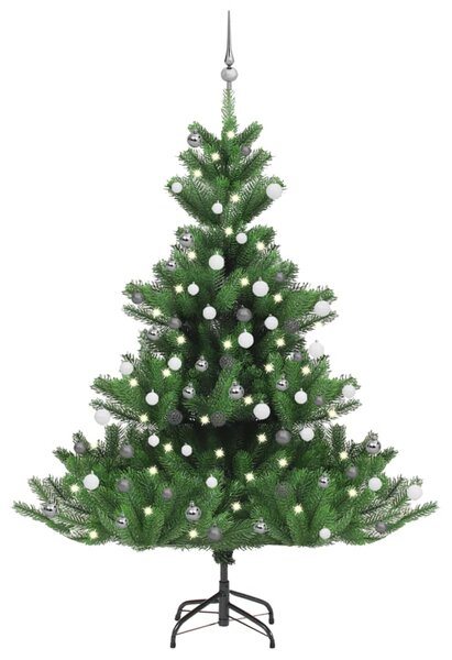 Umelý vianočný stromček jedľa Nordmann LED a gule zelený 180 cm