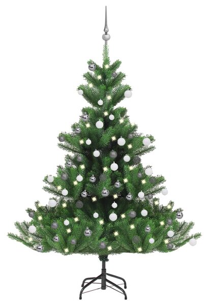 Umelý vianočný stromček jedľa Nordmann LED a gule zelený 150 cm