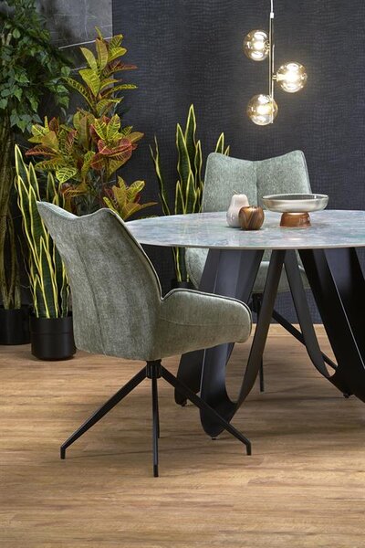 Halmar GIOVANI stôl jedálenský 135/76/60cm, mramor/oceľ, zelená/čierna