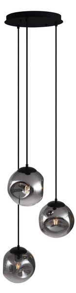 Art Deco závesná lampa čierna so sklom Smoke 3-Lights - Douglass