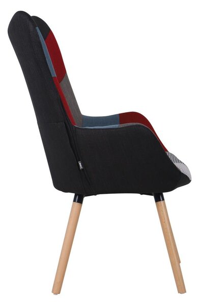 Relaxačné štýlové kreslo FRODO patchwork - červená-sivá