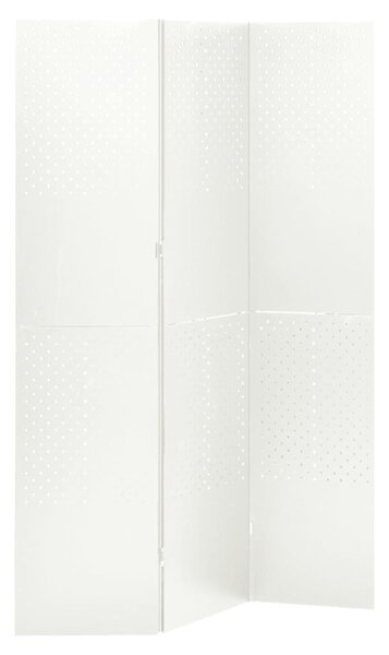 3-panelový paraván biely 120x180 cm oceľ