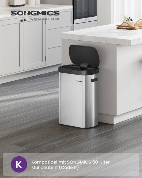Automatický odpadkový kôš 50 l SONGMICS LTB640E01 strieborný
