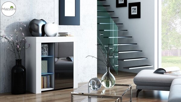 MILA 1D LED skrinka biela / čierny lesk, obývacia izba