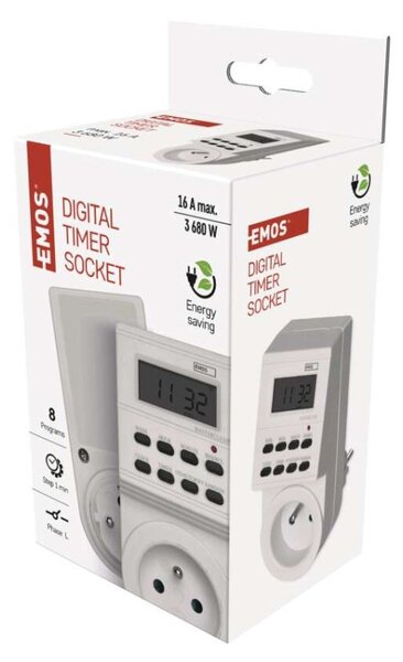 EMOS Časovač – digitálna zásuvka s časovačom TS-EF1