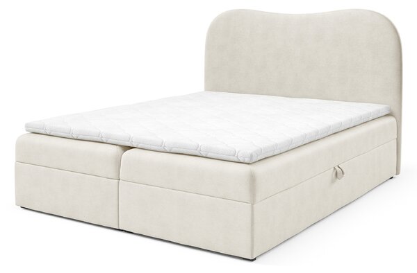 Čalúnená boxspring posteľ s úložným priestorom Ambra Lux 120x200 - smotanová