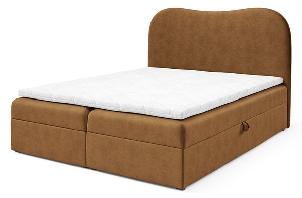 Čalúnená boxspring posteľ s úložným priestorom Ambra Lux 120x200 - škoricová