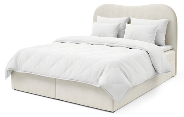 Čalúnená boxspring posteľ s úložným priestorom Ambra Lux 120x200 - smotanová