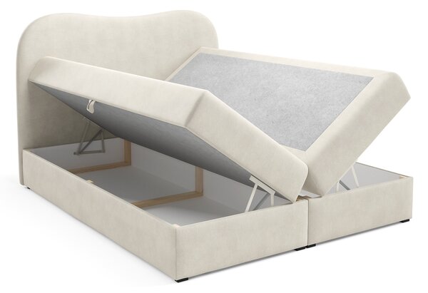 Čalúnená boxspring posteľ s úložným priestorom Ambra Lux 120x200 - smotanová