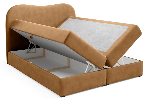 Čalúnená boxspring posteľ s úložným priestorom Ambra Lux 120x200 - škoricová