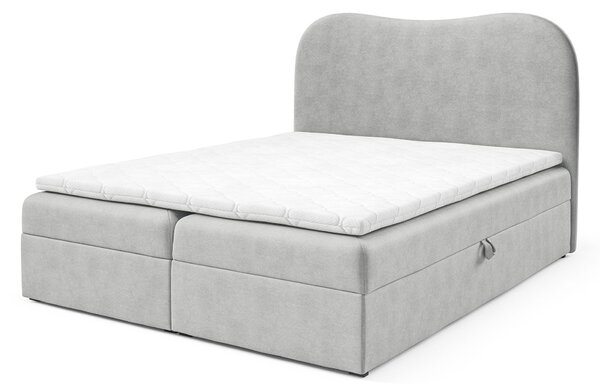 Čalúnená boxspring posteľ s úložným priestorom Ambra Lux 120x200 - svetlosivá