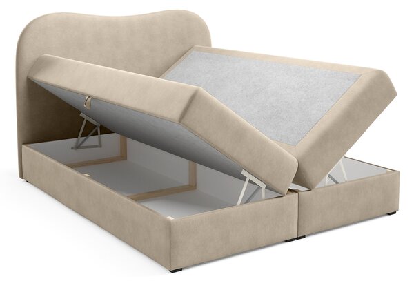Čalúnená boxspring posteľ s úložným priestorom Ambra Lux 120x200 - béžová