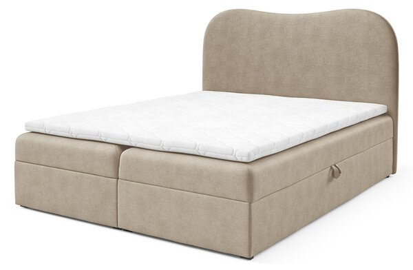 Čalúnená boxspring posteľ s úložným priestorom Ambra Lux 120x200 - béžová