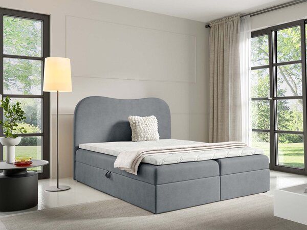 Čalúnená boxspring posteľ s úložným priestorom Ambra Lux 120x200 - sivá