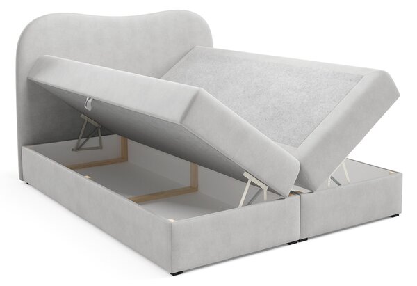 Čalúnená boxspring posteľ s úložným priestorom Ambra Lux 120x200 - svetlosivá