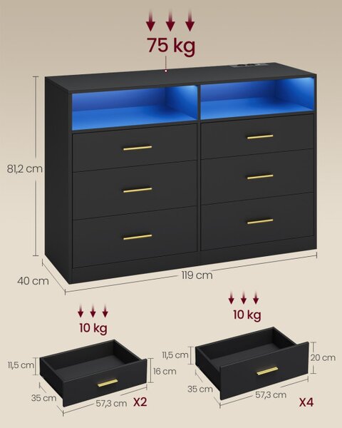 Komoda CUSTOS s LED podsvietením LTS316BC01