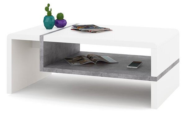 FOLK biely / beton - konferenčný stolík, obdĺžnikový, laminát, moderný
