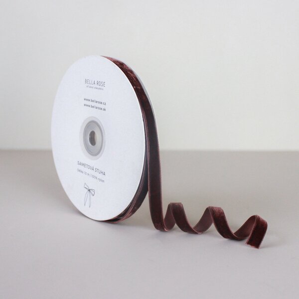 Zamatová stuha 1 cm – Brown (10 m)