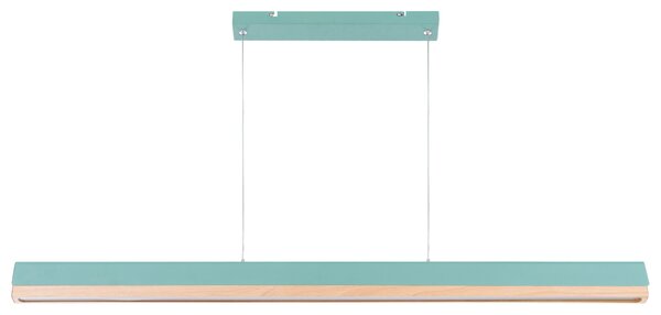 LED závesná lampa mätová zelená svetlohnedá železná základňa drevené tienidlo 120 cm so stmievačom nastaviteľná dĺžka škandinávsky štýl