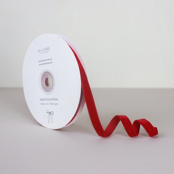 Zamatová stuha 1 cm – Red (10 m)
