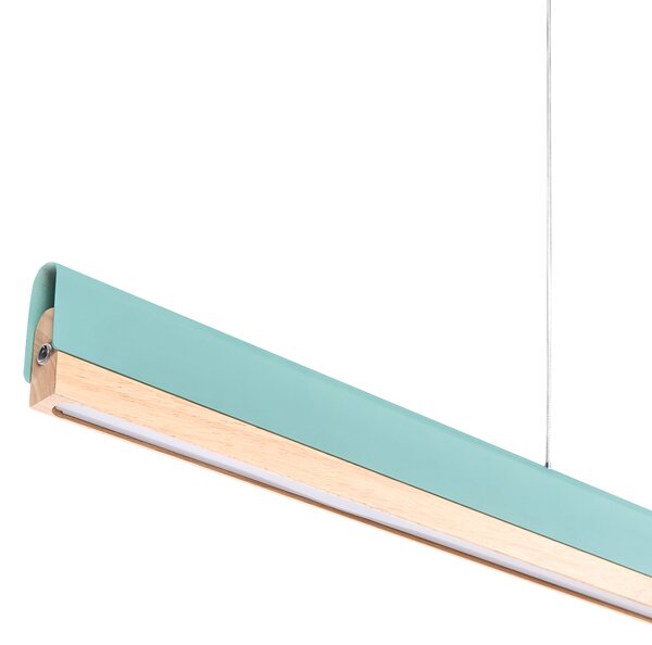 LED závesná lampa mätová zelená svetlohnedá železná základňa drevené tienidlo 120 cm so stmievačom nastaviteľná dĺžka škandinávsky štýl