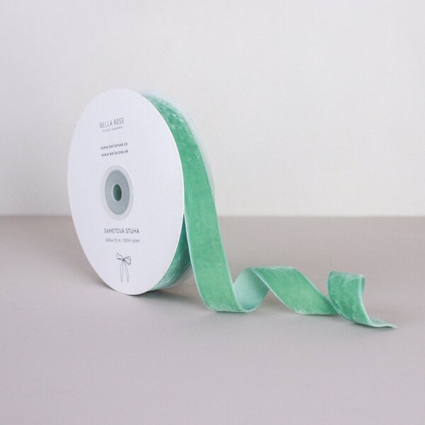 Zamatová stuha 2 cm – Dusty Mint (10 m)