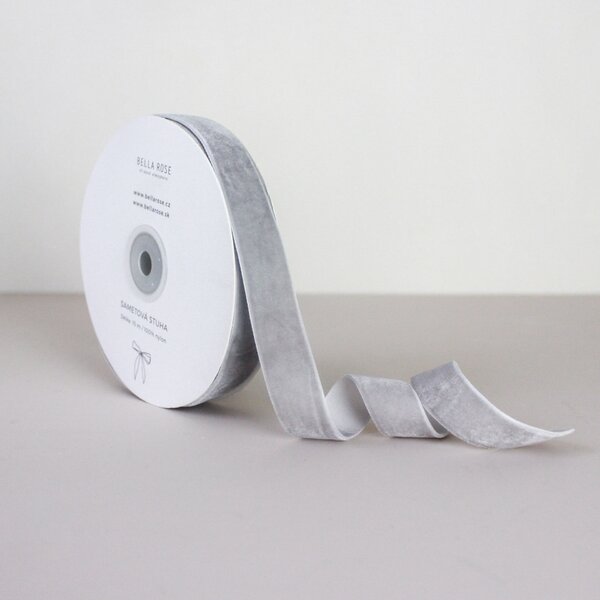 Zamatová stuha 2 cm – Grey (10 m)