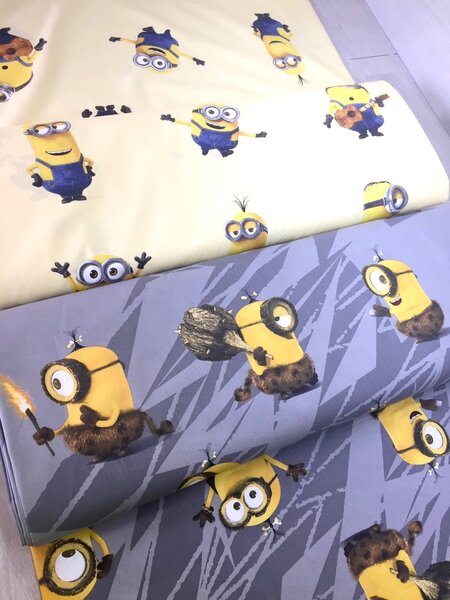 Mimoni na žltej Disney detská bavlnená látka