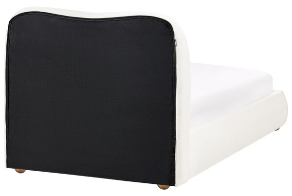Posteľ s úložným priestorom krémová biela látkové čalúnenie 90 x 200 cm minimalistický moderný dizajn spálňa